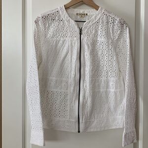 Vintage Coquette coat‎ white Eyelet coastal jacket blazer size medium